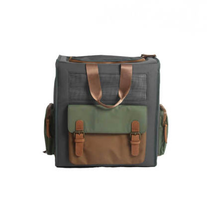 Dual-Colour Breathable Waterproof Canvas Outdoor Pet Carrier Backpack