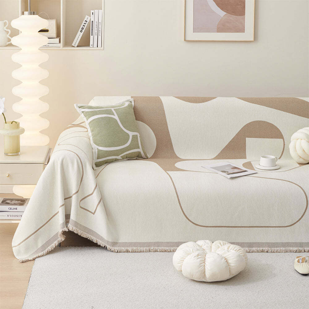 Geometric Fringe Double-Sided Chenille Non-Slip Throw Sofa Cover