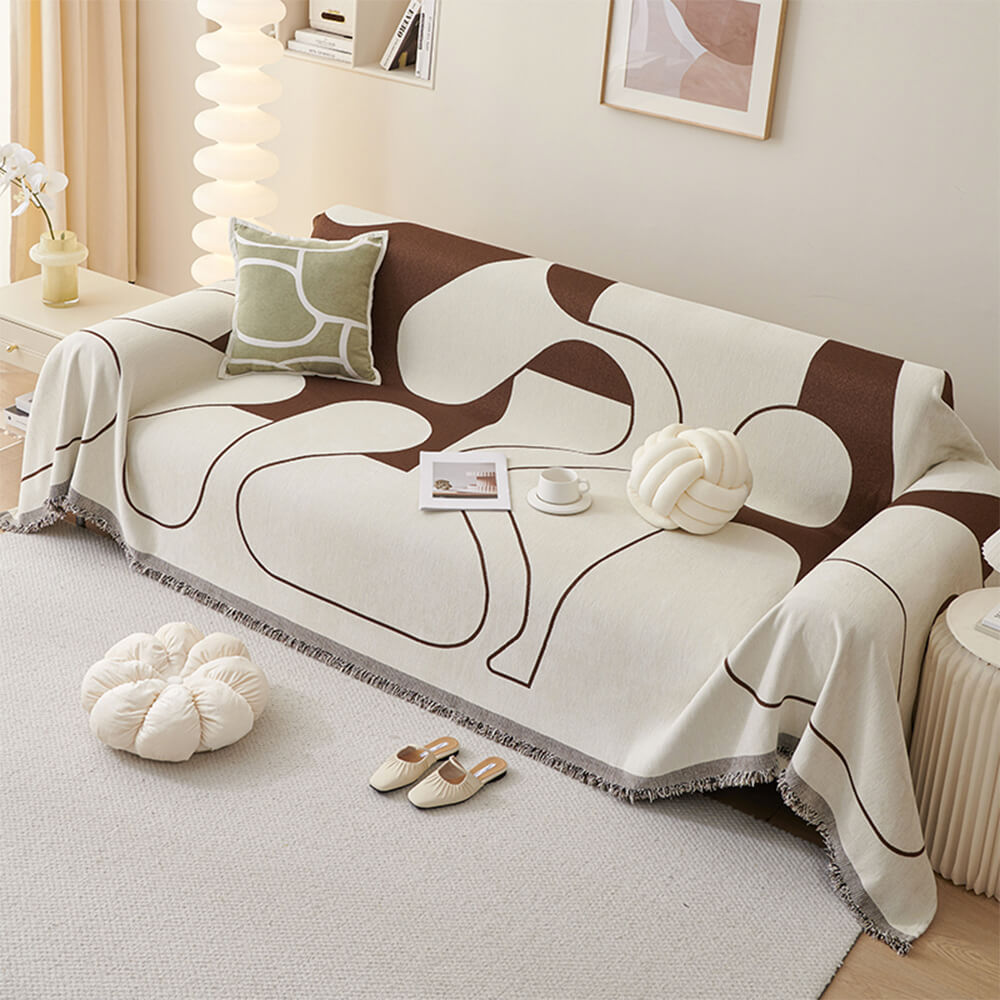 Geometric Fringe Double-Sided Chenille Non-Slip Throw Sofa Cover