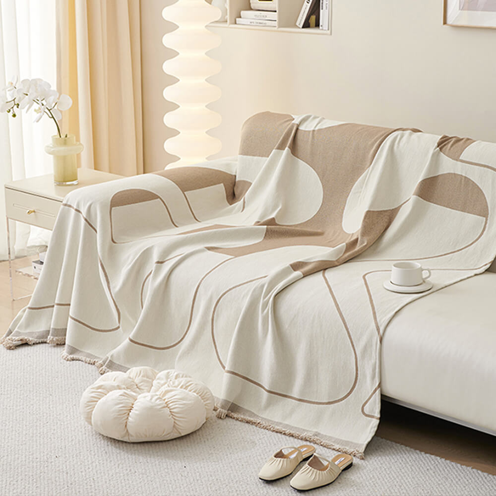 Geometric Fringe Double-Sided Chenille Non-Slip Throw Sofa Cover