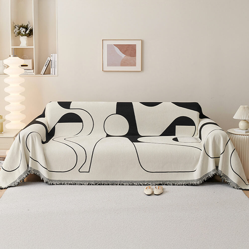Geometric Fringe Double-Sided Chenille Non-Slip Throw Sofa Cover
