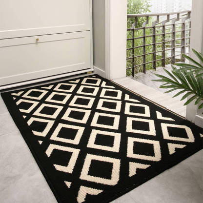 Modern Chequered Anti-Stain Non-Slip Front Door Mat for Muddy Dog Paws