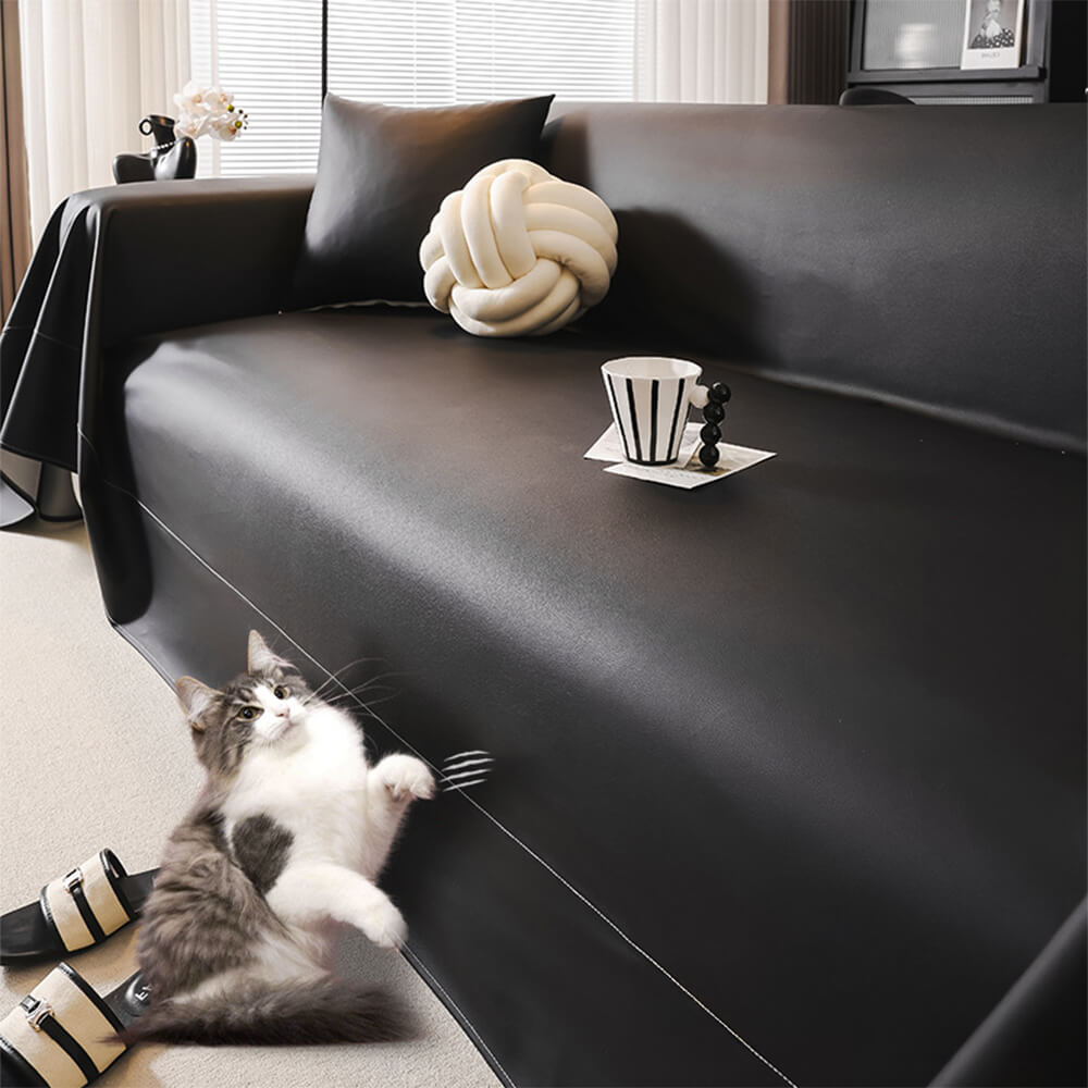 Modern Faux Leather Anti-Scratch Throw Sofa Cover