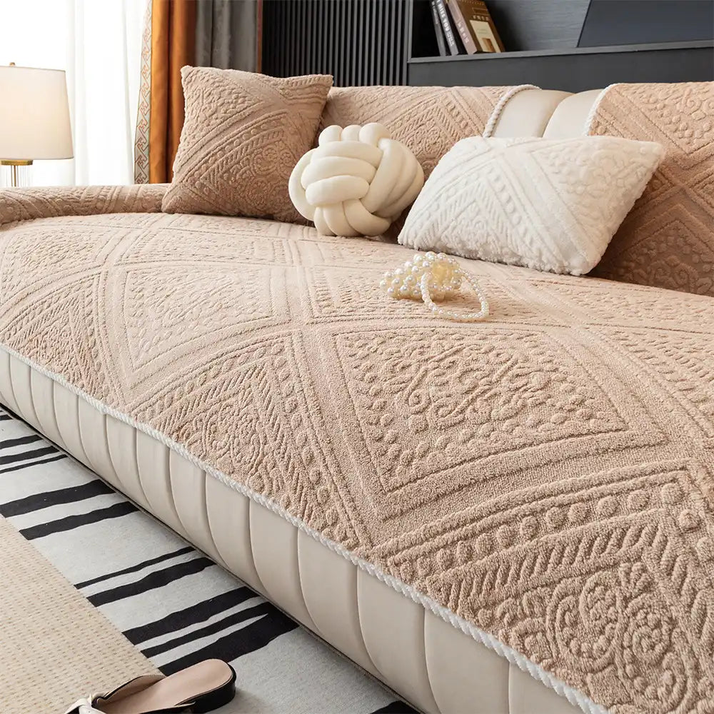 Nordic Style Carved Plush Decorative Non-Slip Sofa Cover