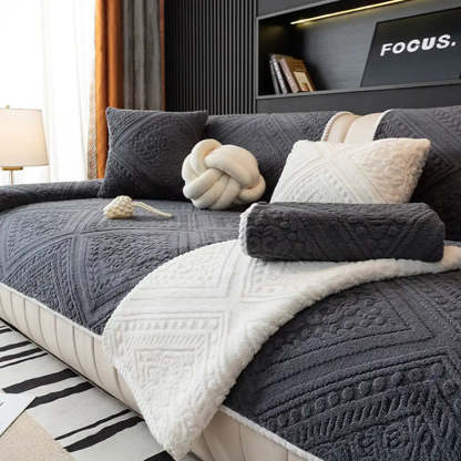 Nordic Style Carved Plush Decorative Non-Slip Sofa Cover