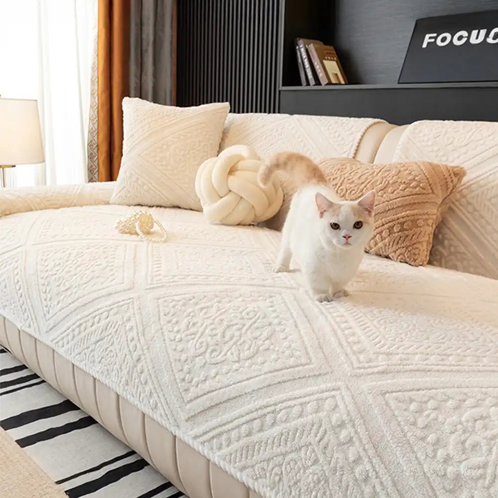 Nordic Style Carved Plush Decorative Non-Slip Sofa Cover
