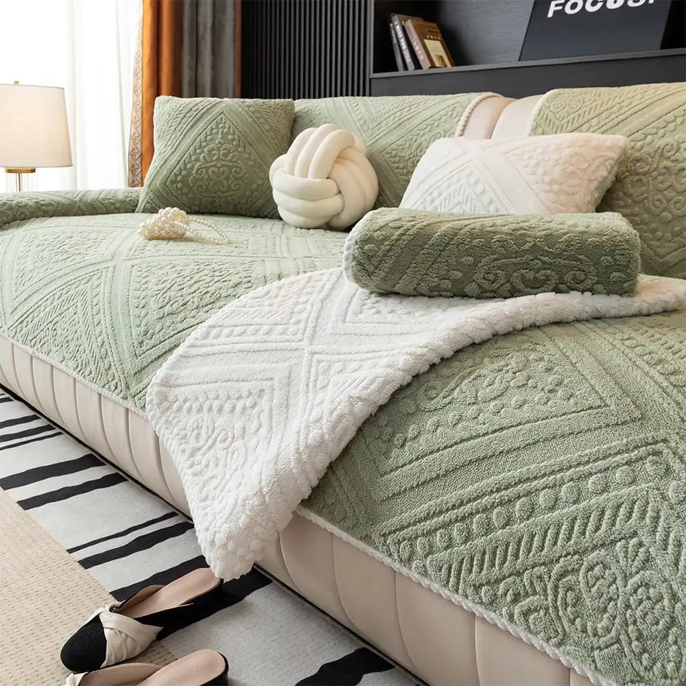 Nordic Style Carved Plush Decorative Non-Slip Sofa Cover