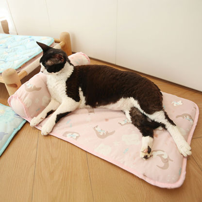 Ocean Series Ice Silk Breathable Cooling Dog Mat with Pillow