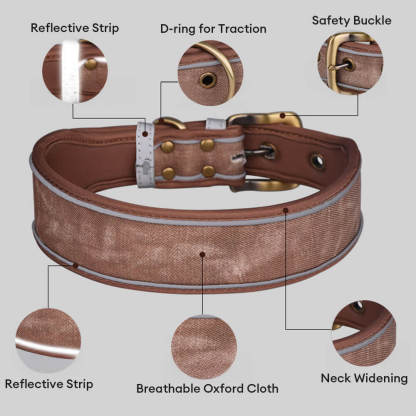 Printed Reflective Soft Faux Microfiber Dog Collar
