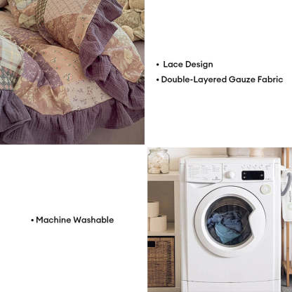 Romantic Colour-block Double Cotton Lace Bed Sheet Set