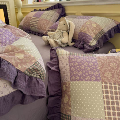 Romantic Colour-block Double Cotton Lace Bed Sheet Set