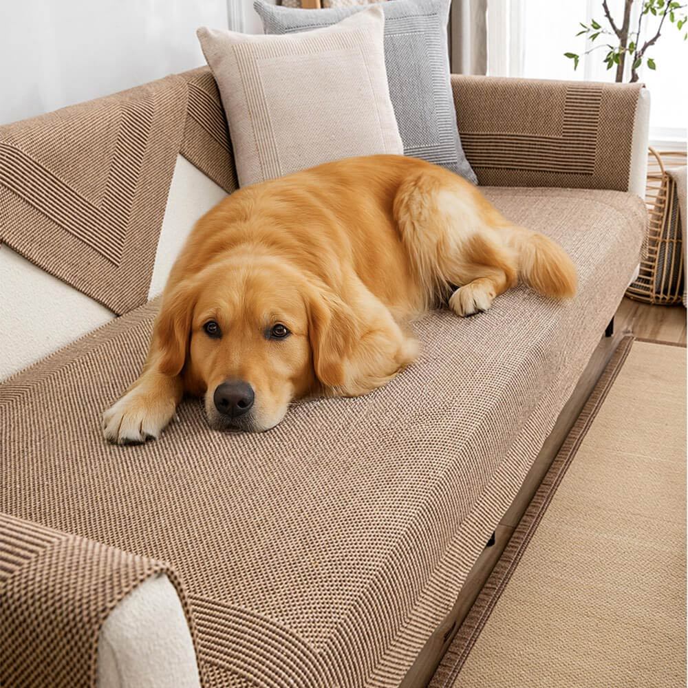 Thick Textured Weave Cotton Linen Anti-Scratch Sofa Cover