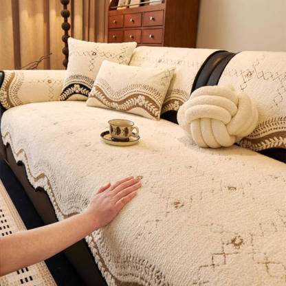 Wavy Pattern Anti-Scratch Plush Sofa Cover