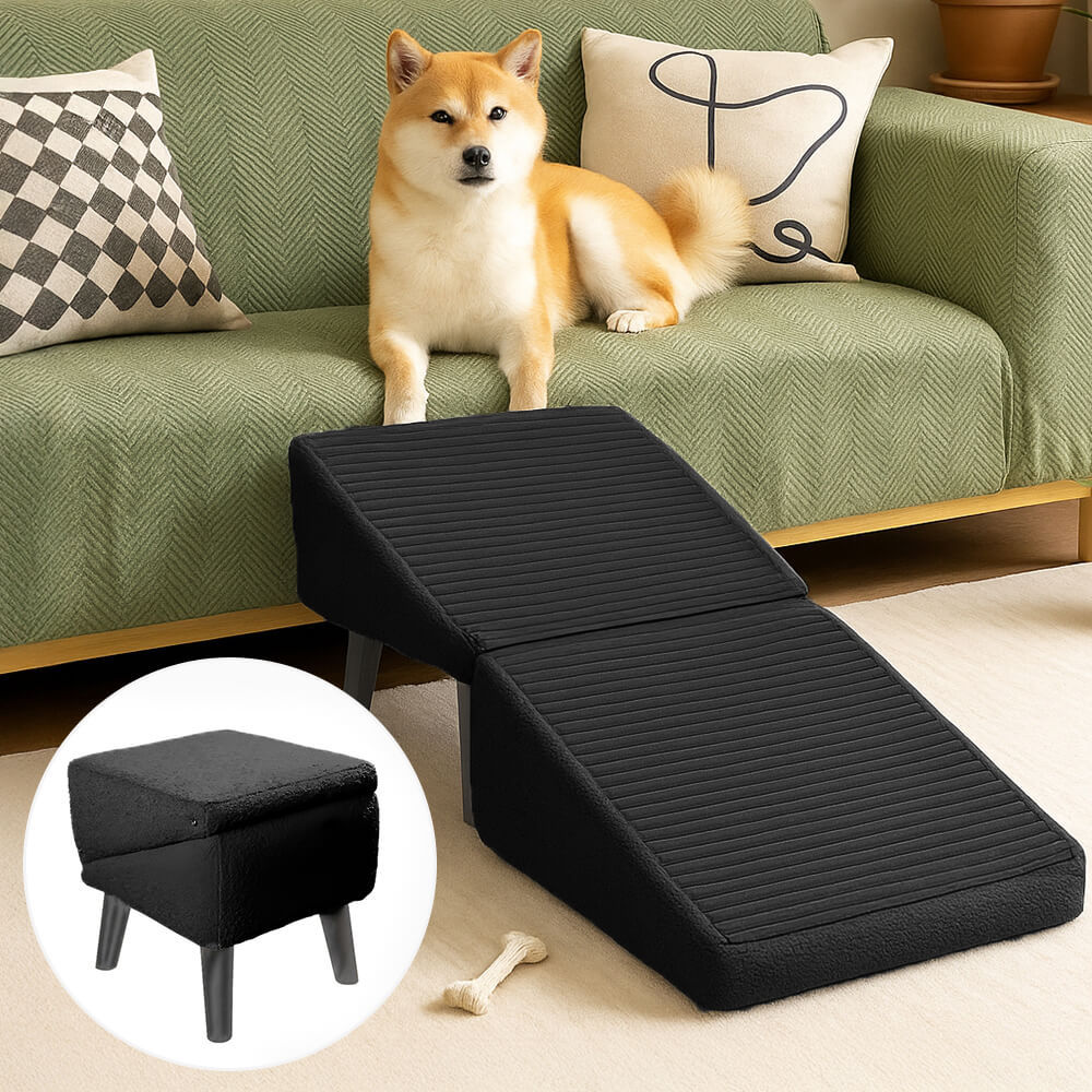 2-in-1 Convertible Wooden Home Step Stool Dog Ramp Steps