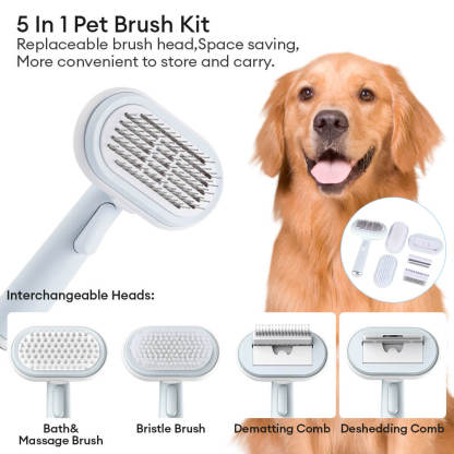 5 in 1 Dogs & Cats Self-Cleaning Brush Pet Grooming Kit