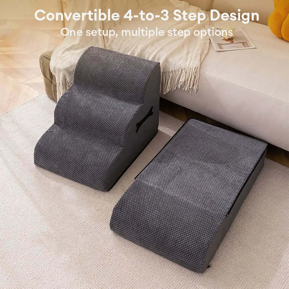 Adjustable Non-Slip Washable Soft Dog Steps with Gentle Ramp