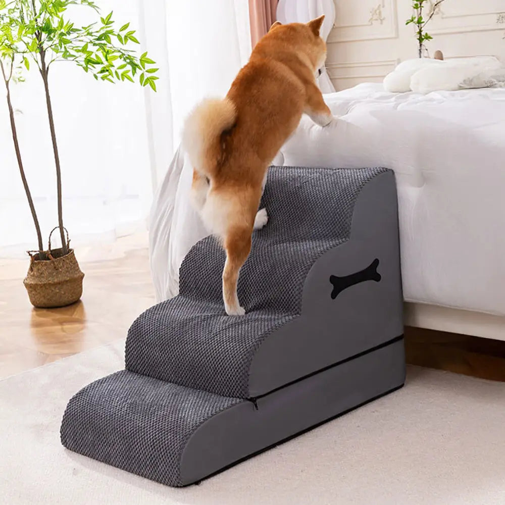 Adjustable Non-Slip Washable Soft Dog Steps with Gentle Ramp