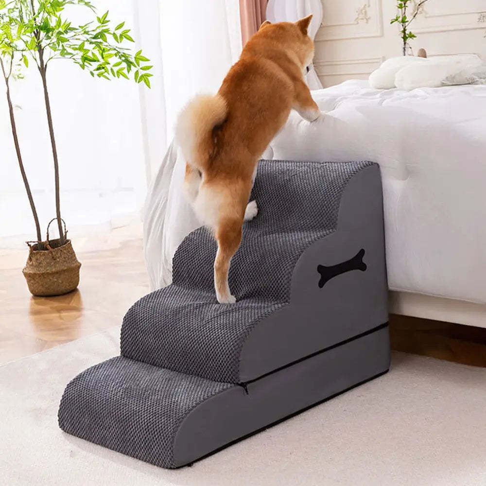 Adjustable Non-Slip Washable Soft Dog Steps with Gentle Ramp