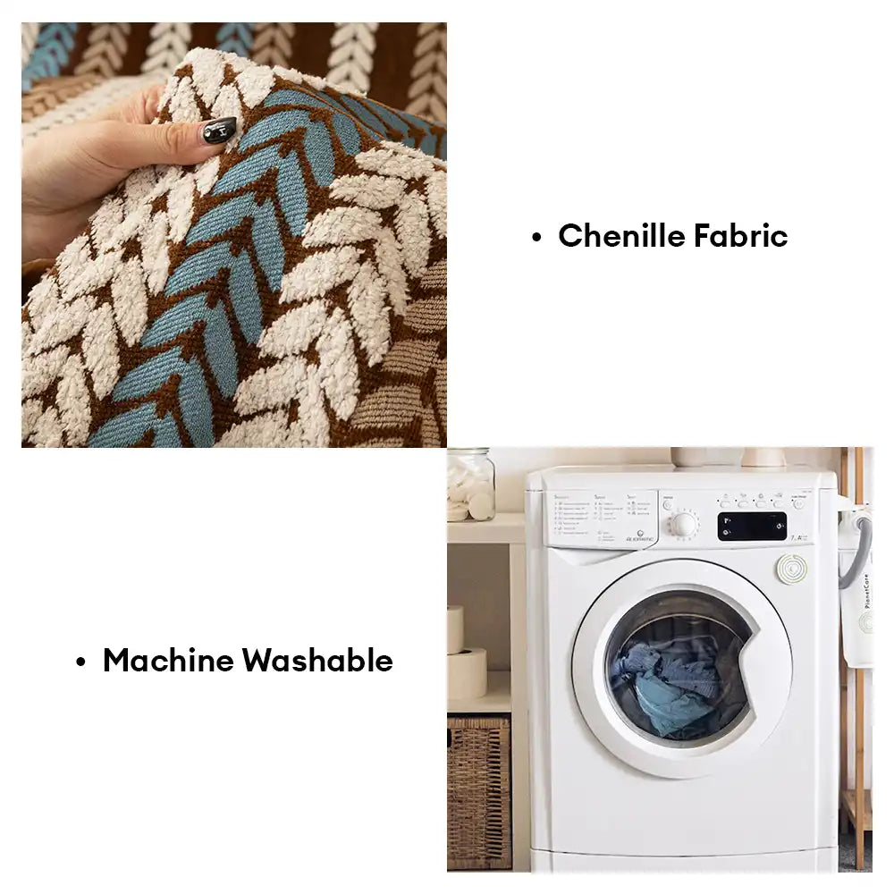 All-Season Colourful Leaf Chenille One Piece Throw Sofa Cover