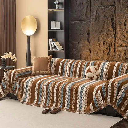 All-Season Colourful Leaf Chenille One Piece Throw Sofa Cover