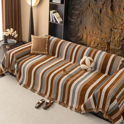 All-Season Colourful Leaf Chenille One Piece Throw Sofa Cover