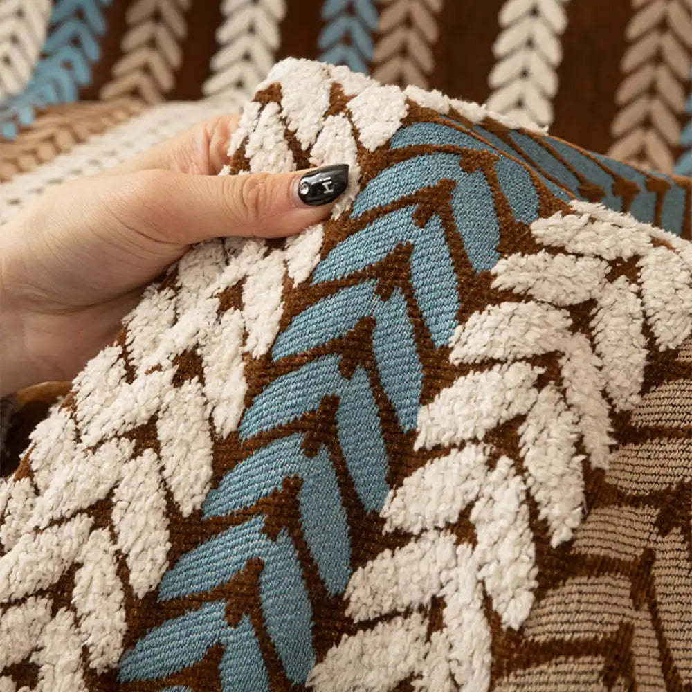 All-Season Colourful Leaf Chenille One Piece Throw Sofa Cover