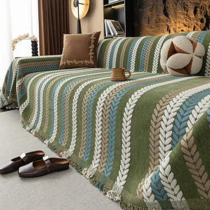 All-Season Colourful Leaf Chenille One Piece Throw Sofa Cover