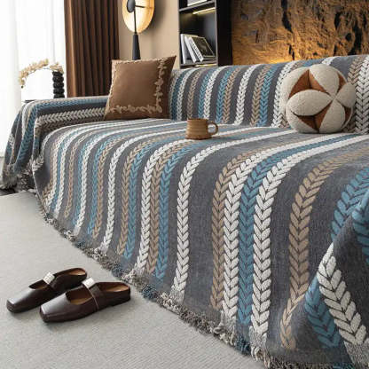 All-Season Colourful Leaf Chenille One Piece Throw Sofa Cover