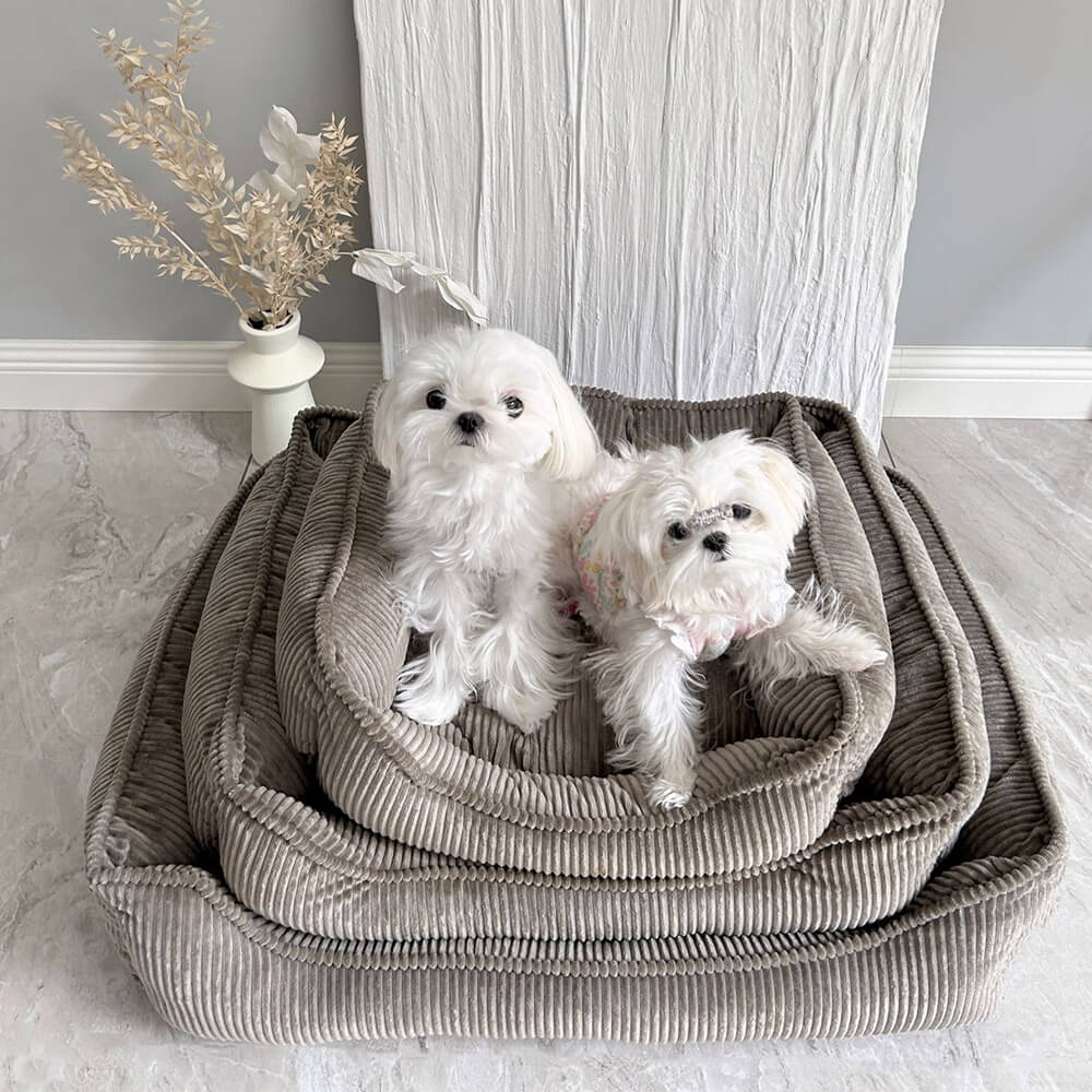 All-Season Cosy Durable Corduroy Dog Sofa Bed for Small & Medium Dogs