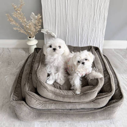 All-Season Cosy Durable Corduroy Dog Sofa Bed for Small & Medium Dogs