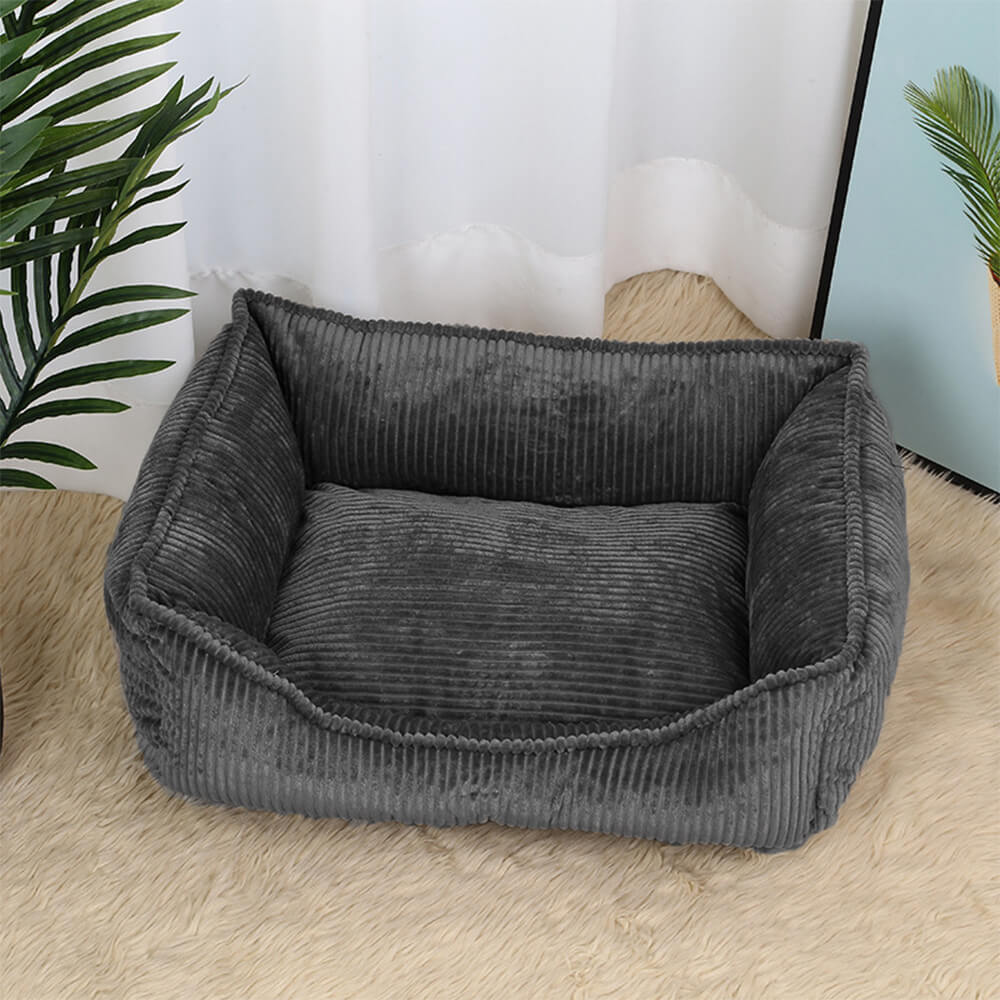 All-Season Cosy Durable Corduroy Dog Sofa Bed for Small & Medium Dogs