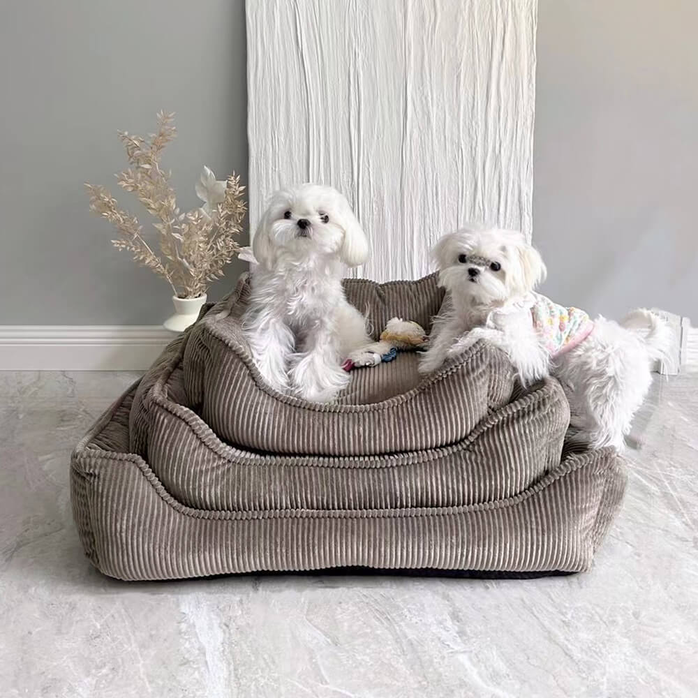All-Season Cosy Durable Corduroy Dog Sofa Bed for Small & Medium Dogs