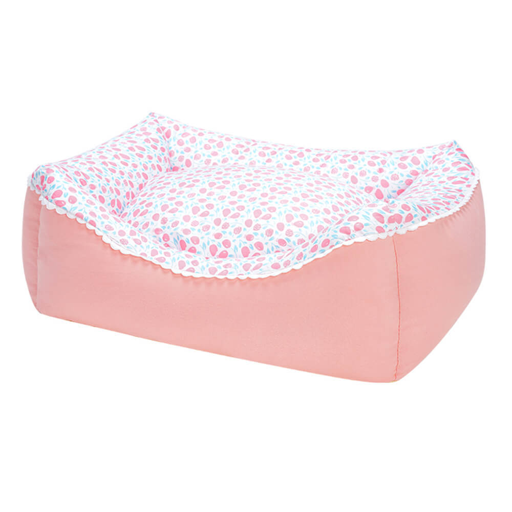 All-Season Cosy Washable Floral Cotton Dog & Cat Bed