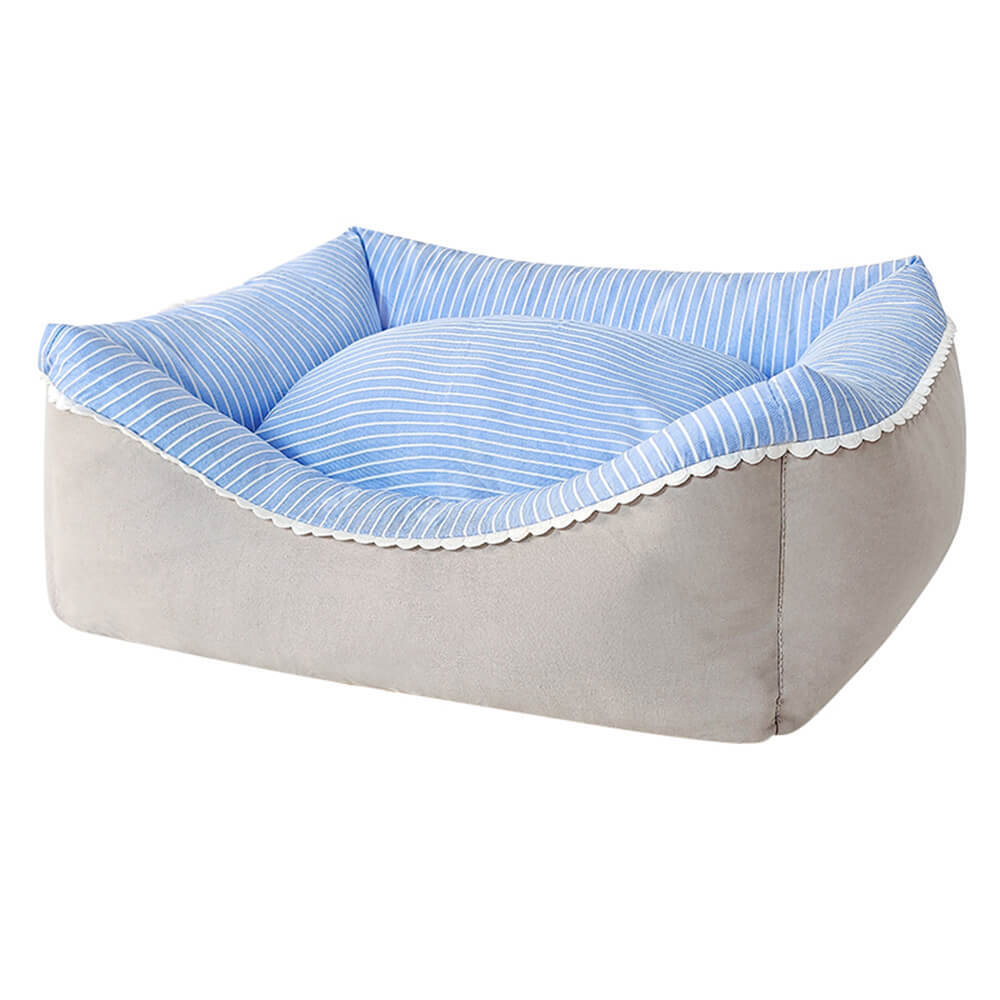 All-Season Cosy Washable Floral Cotton Dog & Cat Bed