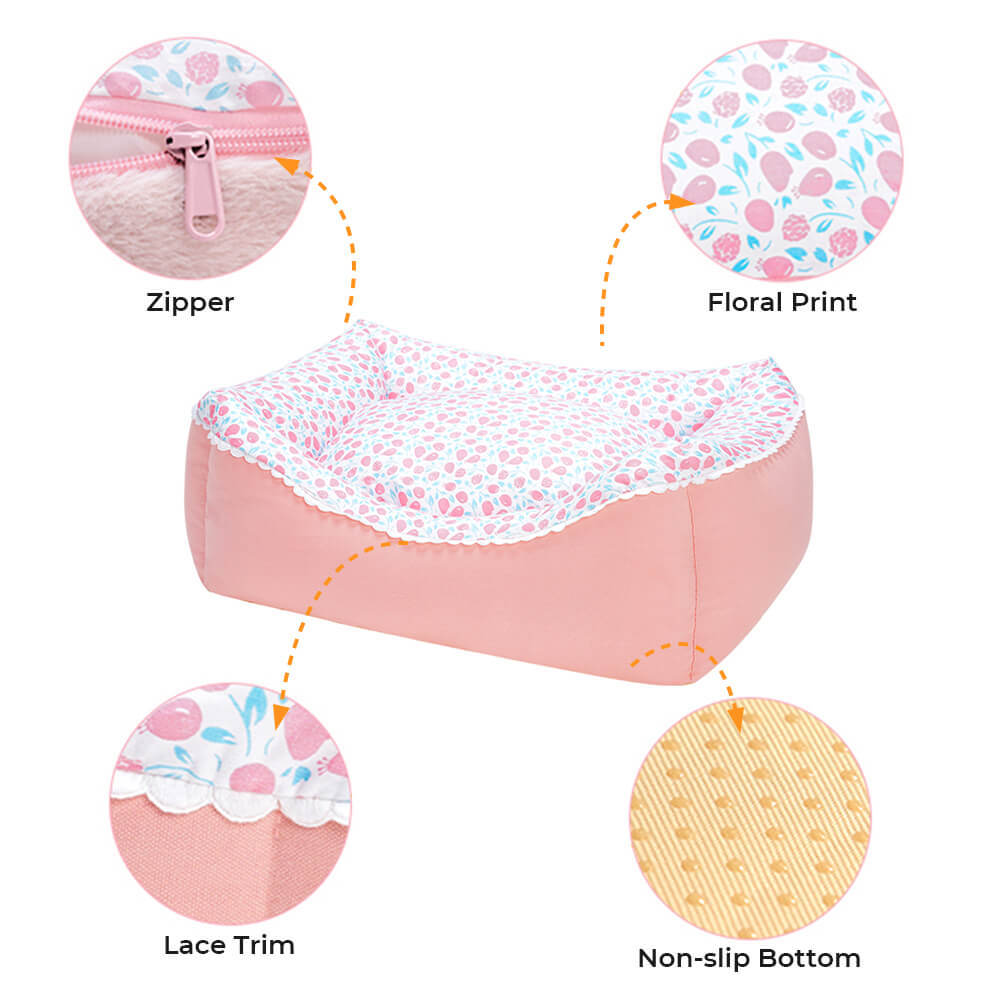 All-Season Cosy Washable Floral Cotton Dog & Cat Bed
