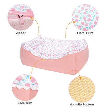 All-Season Cosy Washable Floral Cotton Dog & Cat Bed