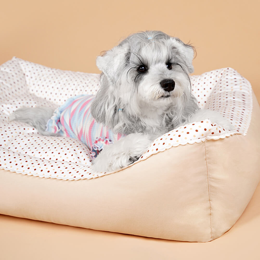 All-Season Cosy Washable Floral Cotton Dog & Cat Bed
