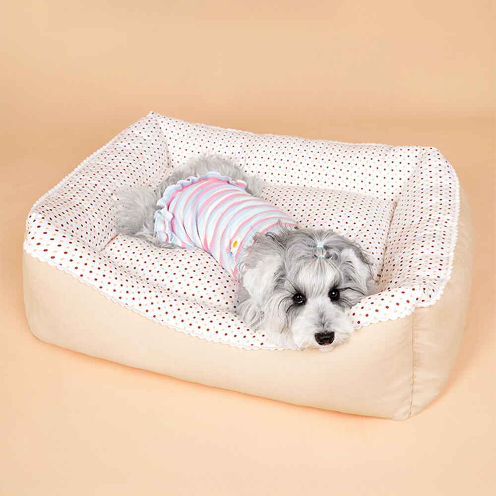 All-Season Cosy Washable Floral Cotton Dog & Cat Bed