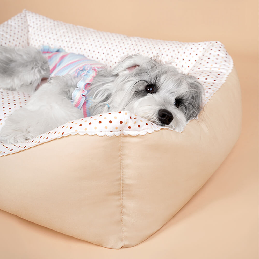 All-Season Cosy Washable Floral Cotton Dog & Cat Bed