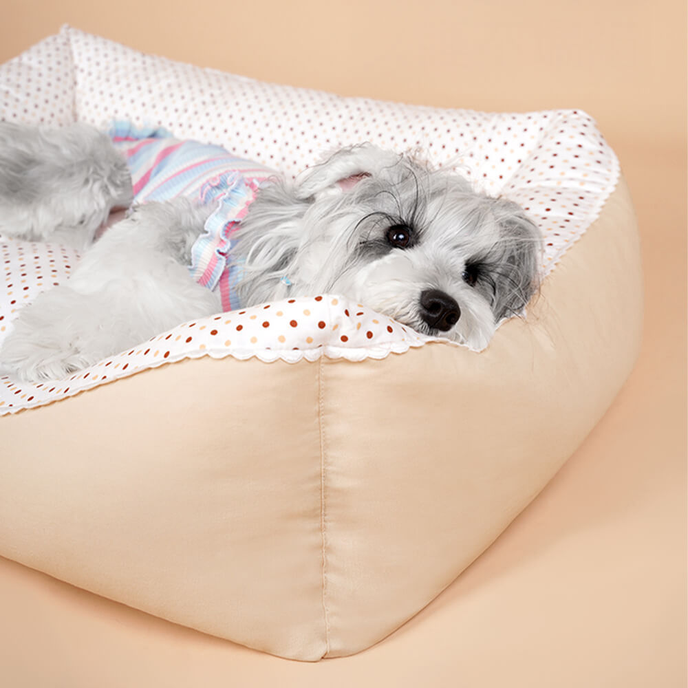 All-Season Cosy Washable Floral Cotton Dog & Cat Bed