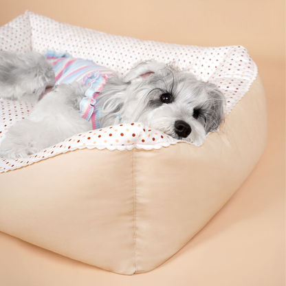 All-Season Cosy Washable Floral Cotton Dog & Cat Bed