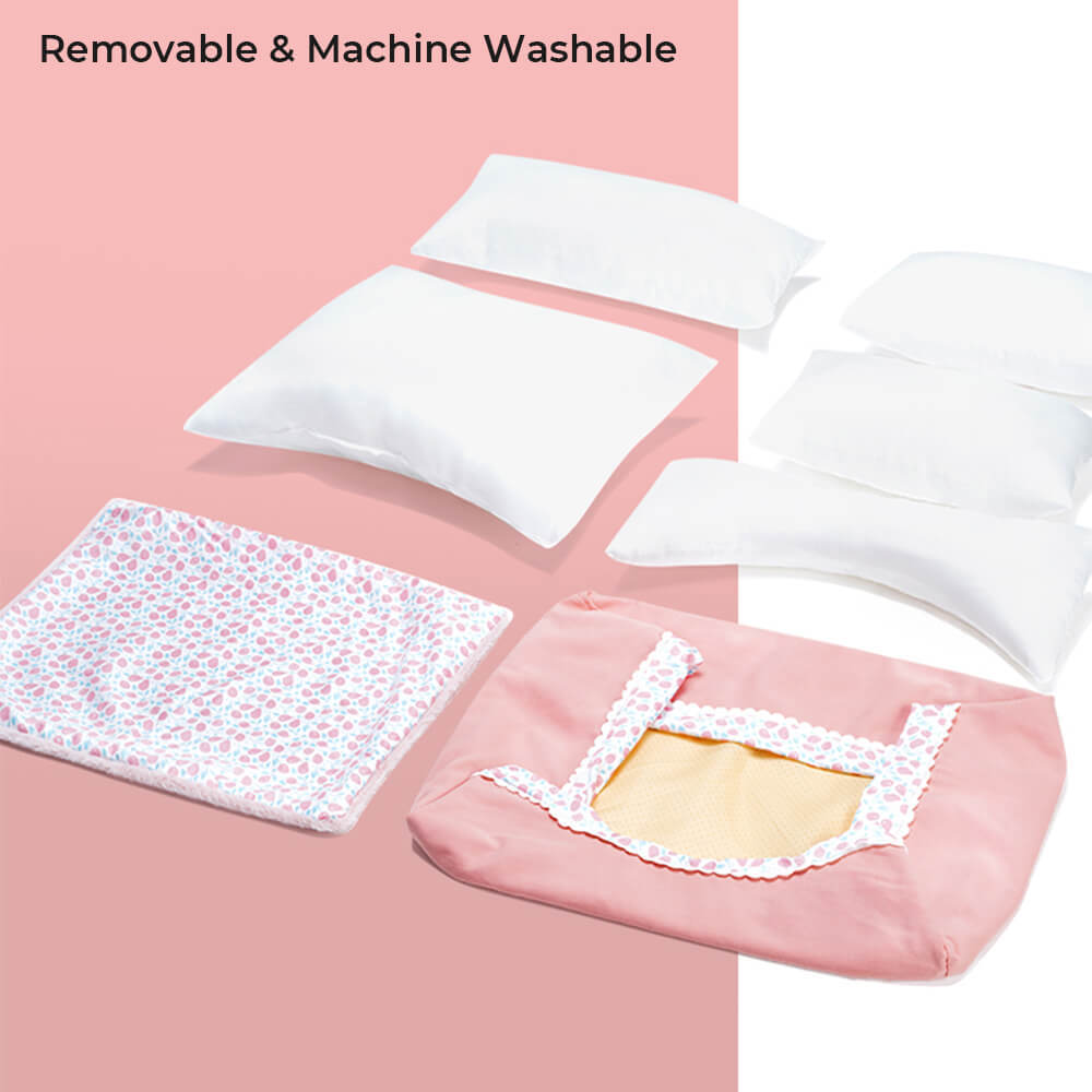 All-Season Cosy Washable Floral Cotton Dog & Cat Bed