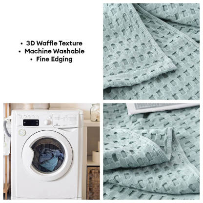 All-Season Lightweight Breathable Cotton Waffle Throw Blanket for Pets & People