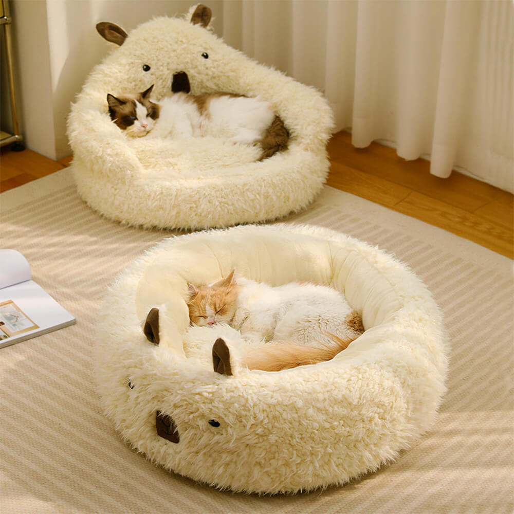 Alpaca Shaped Fluffy Plush Warm Removable Dog Cat Bed FunnyFuzzy