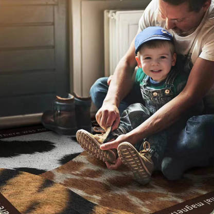 Animal Print Anti-Stain Non-Slip Front Door Mat for Muddy Dog Paws