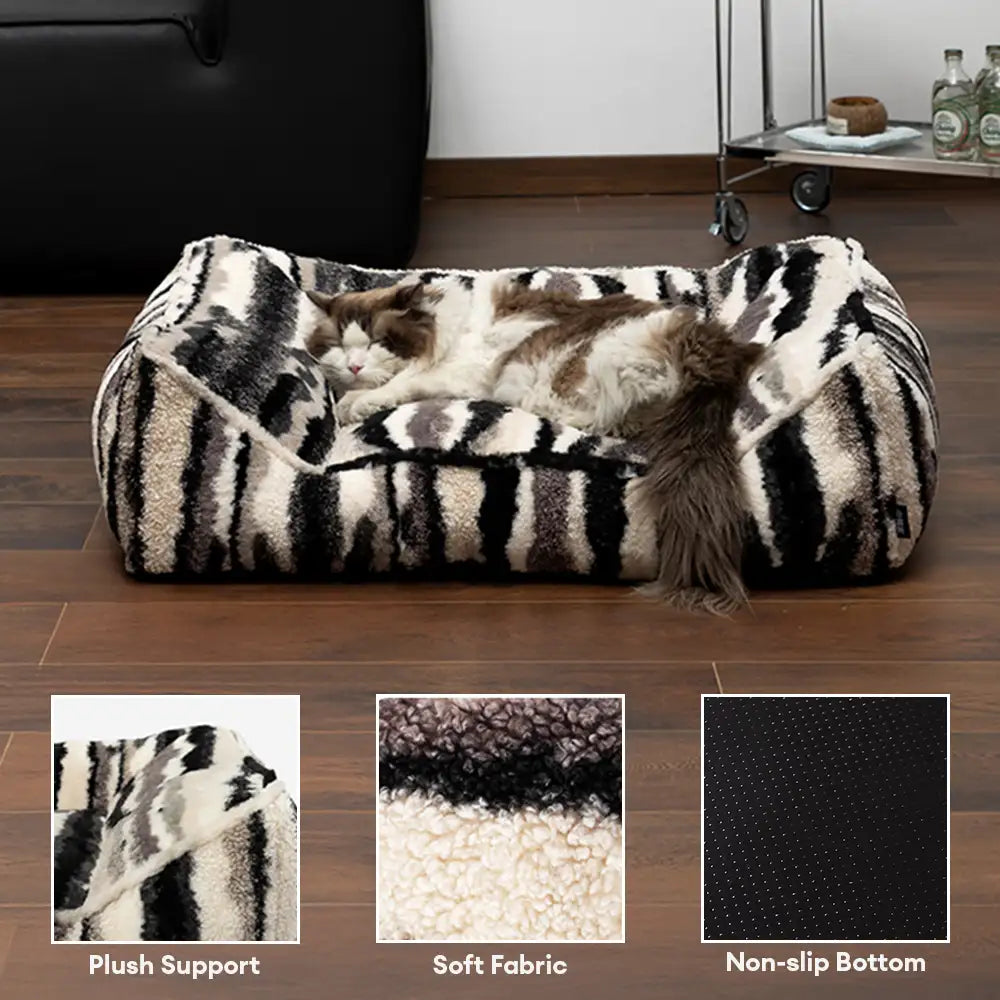 Artistic Faux Lambs Wool Warm Scratch-Resistant & Deep Sleep Comfort Large Dog Bed