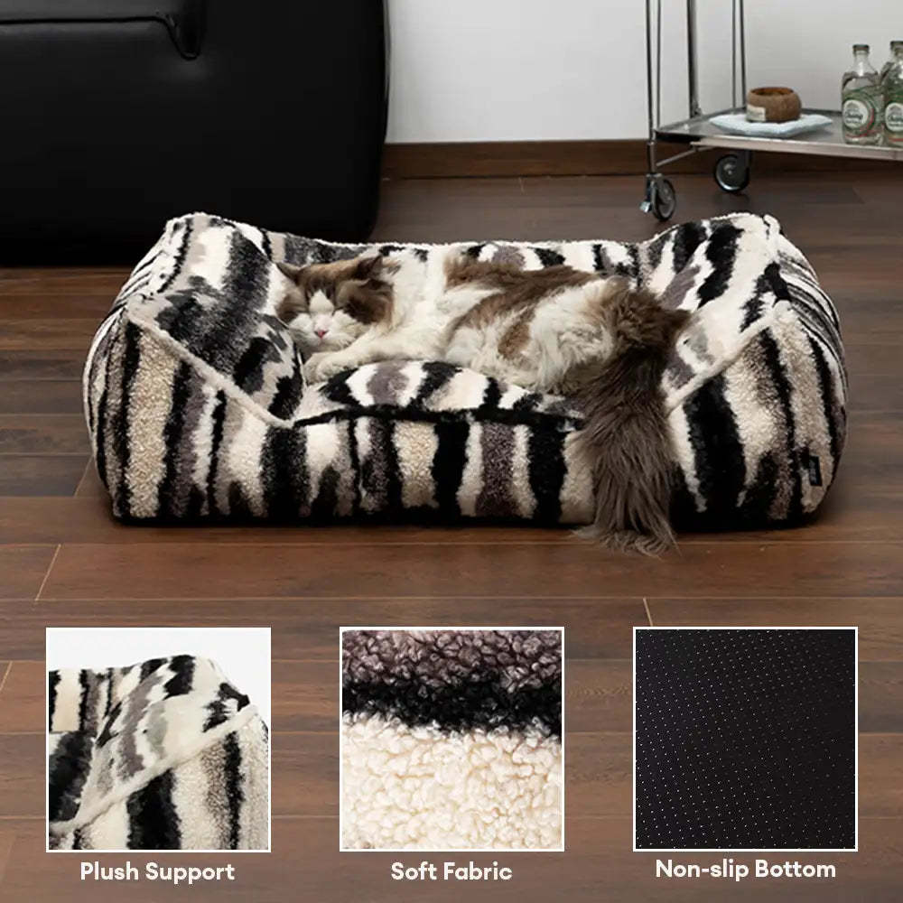 Artistic Faux Lambs Wool Warm Scratch-Resistant & Deep Sleep Comfort Large Dog Bed