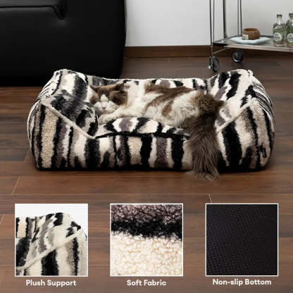 Artistic Faux Lambs Wool Warm Scratch-Resistant & Deep Sleep Comfort Large Dog Bed