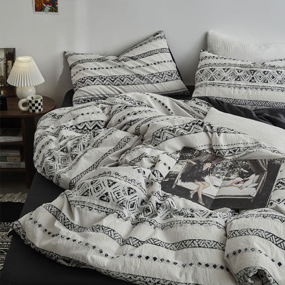 Bohemian Vintage Geometric Yarn-Dyed 100% Cotton Bed Sheet Set