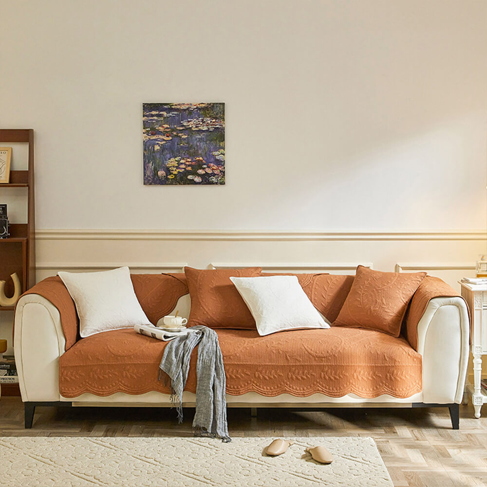 Boho Woven Textured Cotton Breathable Farmhouse Sofa Cover